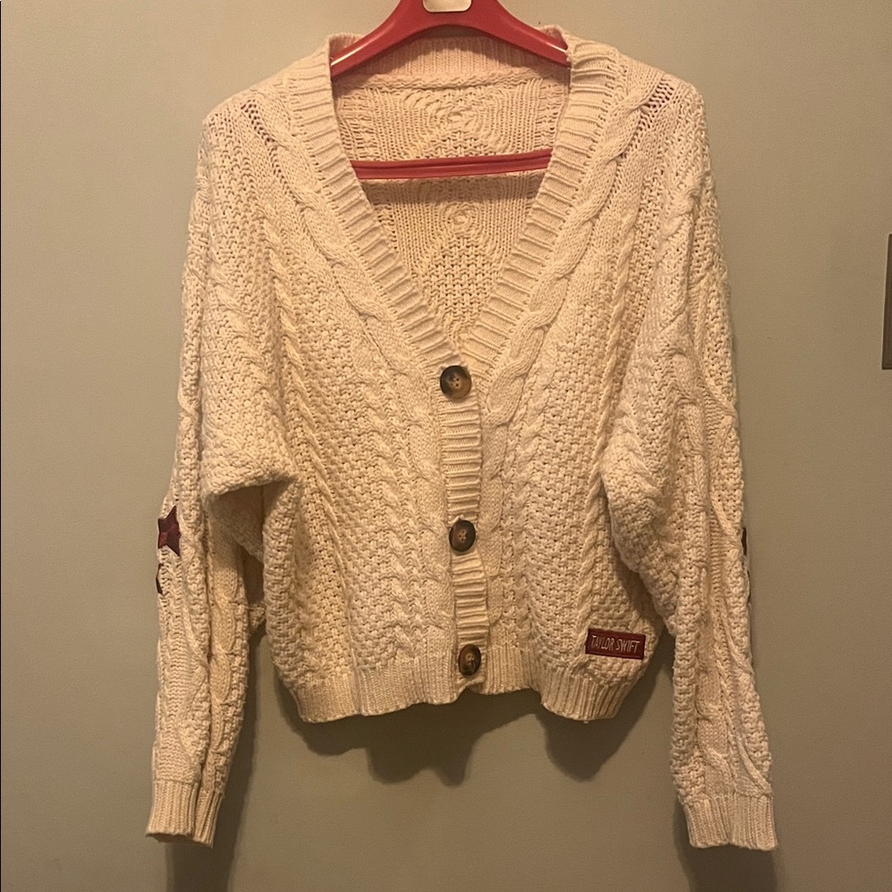 Taylor Swift “Red” Cream Cable Knit Cardigan